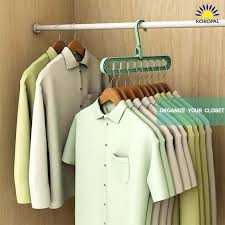 Multiple Clothes Hanger Space Saving Wardrobe Organizer with 9 Holes for Shirts and Pants