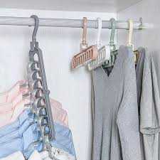 Multiple Clothes Hanger Space Saving Wardrobe Organizer with 9 Holes for Shirts and Pants