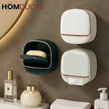Covered Pot Style Wall-Mounted Soap Box | Double-Layer Soap Holder | No-Drill, Odorless & Splash-Proof Soap Case for Bathroom & Kitchen