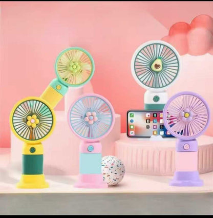 Convenient and ultra-quiet USB mini handheld wind power fan with portable phone holder student office small cooling fans